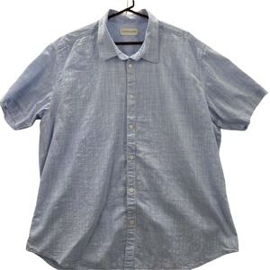 Coastaoro Men’s XXL Button Up Shirt Short Sleeve Light Blue Linen Cotton